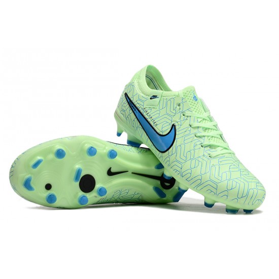 Nike Tiempo Legend 10 Elite FG Low Football Boots Green Blue For Men 