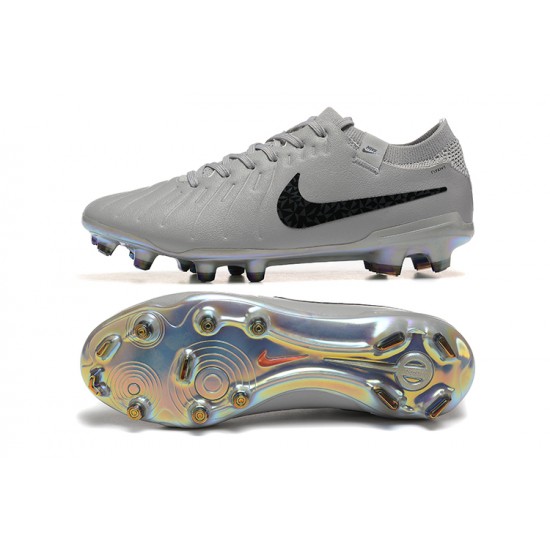 Nike Tiempo Legend 10 Elite FG Low Football Boots Grey Black For Men