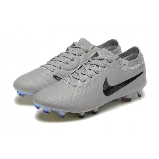 Nike Tiempo Legend 10 Elite FG Low Football Boots Grey Black For Men