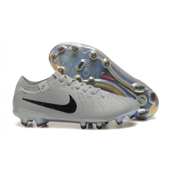 Nike Tiempo Legend 10 Elite FG Low Football Boots Grey Black For Men