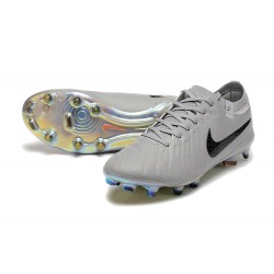 Nike Tiempo Legend 10 Elite FG Low Football Boots Grey Black For Men 