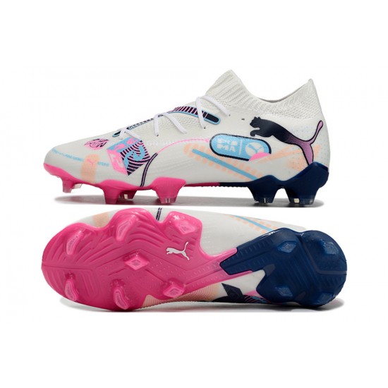 Puma Future FG White and Pink Men's Football Boots