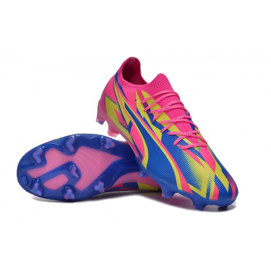 Puma Ultra Ultimate FG Men's Pink Blue Football Boots