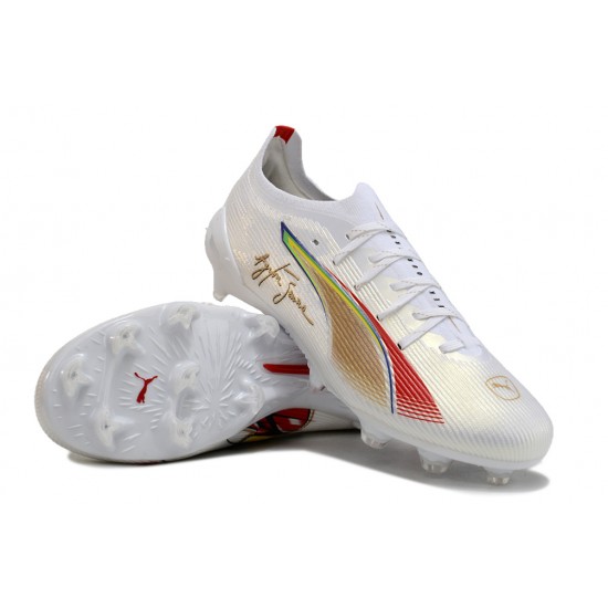 Puma Ultra Ultimate FG Men's White and Gold Football Boots