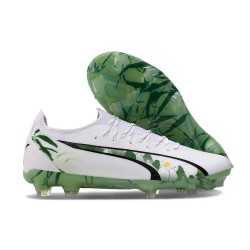 Puma Ultra Ultimate FG Men's White and Green Football Boots