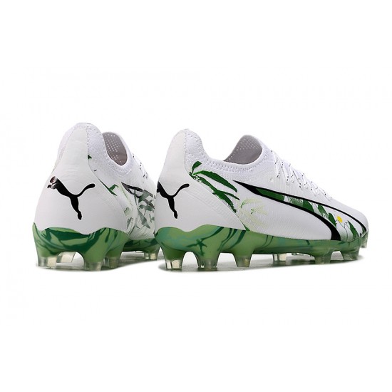 Puma Ultra Ultimate FG Men's White and Green Football Boots