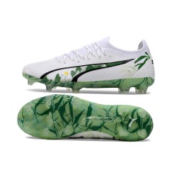 Puma Ultra Ultimate FG Men's White and Green Football Boots