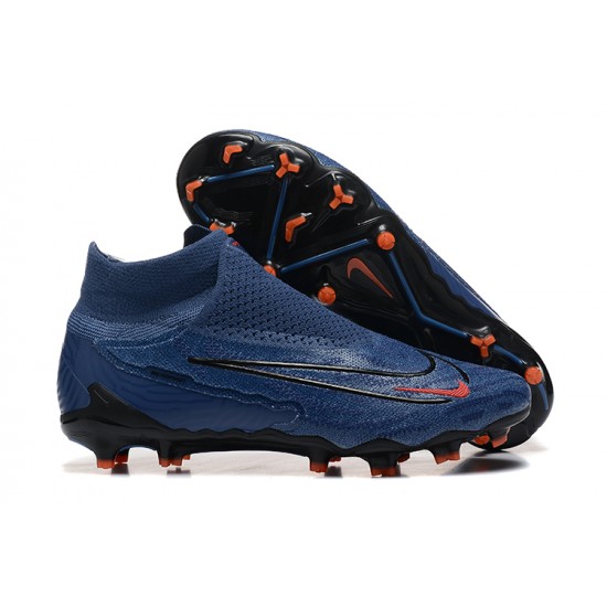 Nike Phantom GX Elite FG High Top Football Boots Deep Blue Black Orange For Men