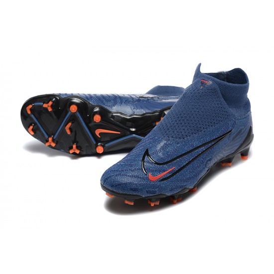 Nike Phantom GX Elite FG High Top Football Boots Deep Blue Black Orange For Men