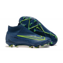 Nike Phantom GX Elite FG High Top Football Boots Deep Blue Yellow Green For Men 