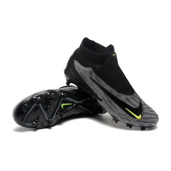 Nike Phantom GX Elite FG High Top Football Boots Grey Black Yellow For Men