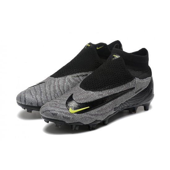 Nike Phantom GX Elite FG High Top Football Boots Grey Black Yellow For Men