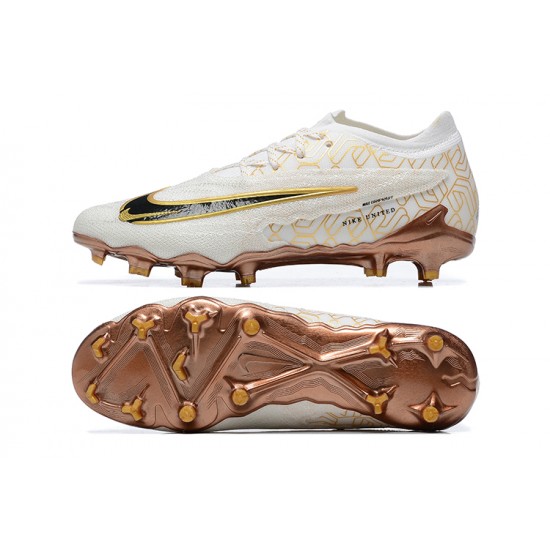 Nike Phantom GX Elite FG Low Football Boots White Yellow Brown For Men