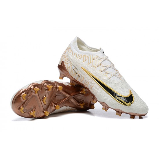 Nike Phantom GX Elite FG Low Football Boots White Yellow Brown For Men