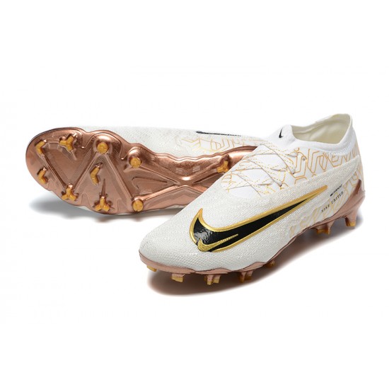 Nike Phantom GX Elite FG Low Football Boots White Yellow Brown For Men