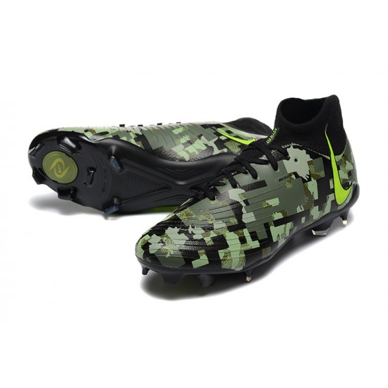 Nike Phantom Luna Elite FG High Top Black Green Football Boots For Men 