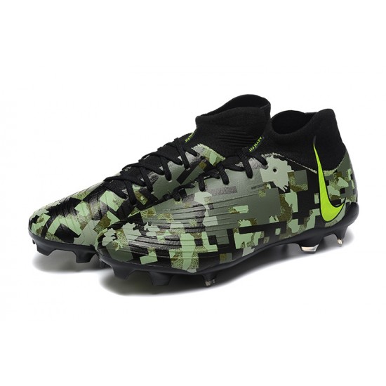 Nike Phantom Luna Elite FG High Top Black Green Football Boots For Men 