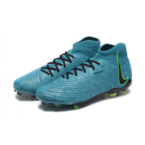 Nike Phantom Luna Elite FG High Top Ltblue Black Green Football Boots For Men 