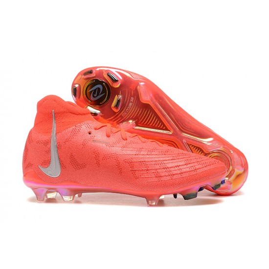 Nike Phantom Luna Elite FG High Top Red Silver Football Boots For Men 