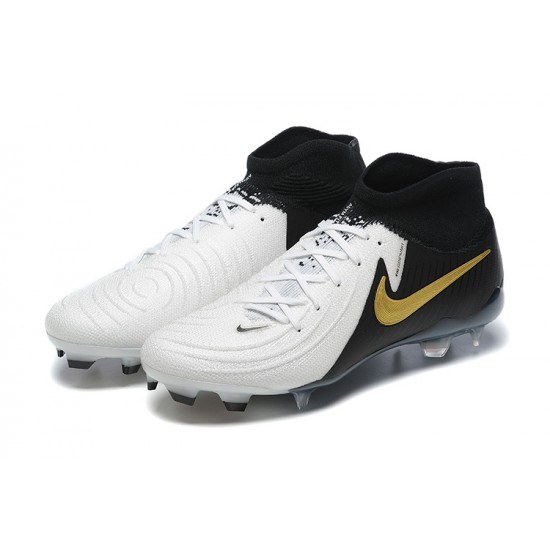 Nike Phantom Luna Elite FG High Top White Black Gold Football Boots For Men/Women