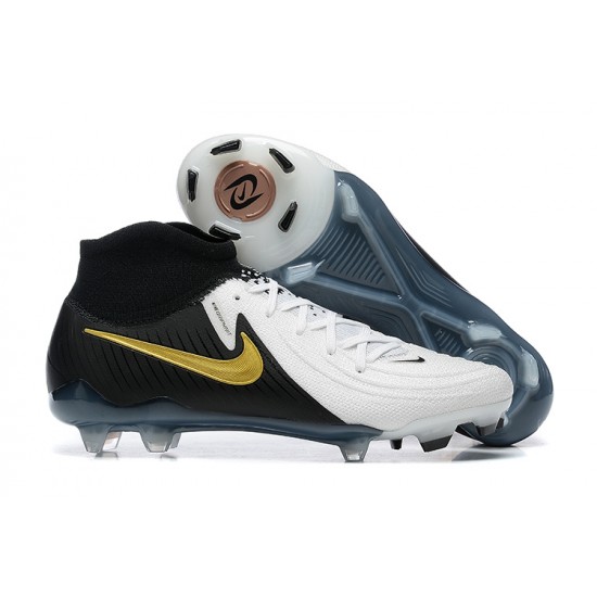 Nike Phantom Luna Elite FG High Top White Black Gold Football Boots For Men/Women