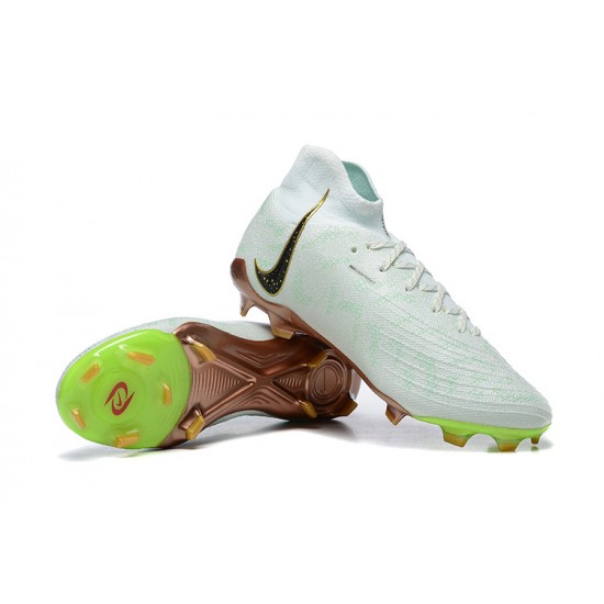 Nike Phantom Luna Elite FG High Top White Gold Green Football Boots For Men 