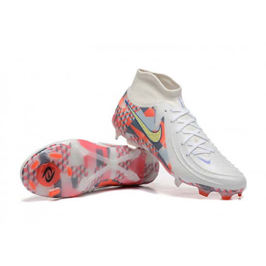 Nike Phantom Luna Elite FG High Top White Orange Football Boots For Men 