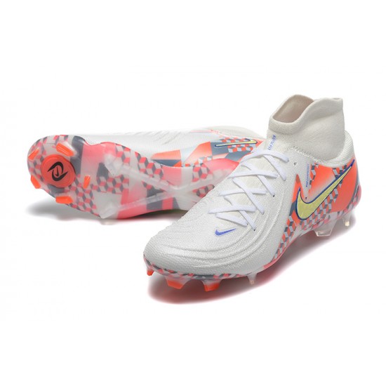 Nike Phantom Luna Elite FG High Top White Orange Football Boots For Men 