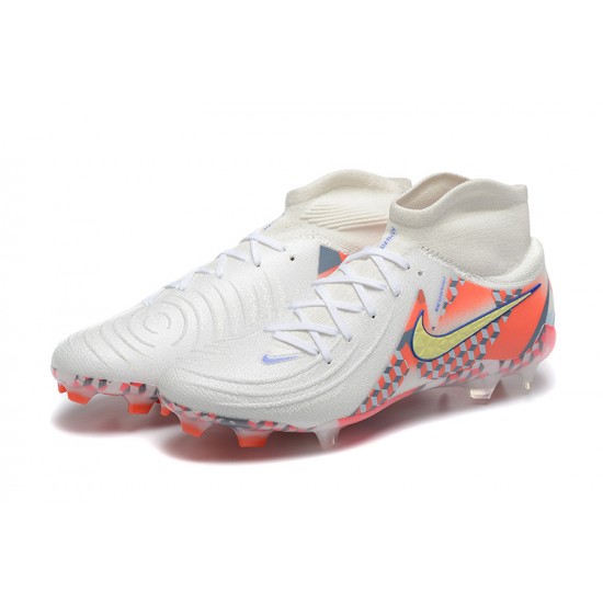 Nike Phantom Luna Elite FG High Top White Orange Football Boots For Men 