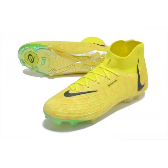 Nike Phantom Luna Elite FG High Top Yellow Black Football Boots For Men/Women