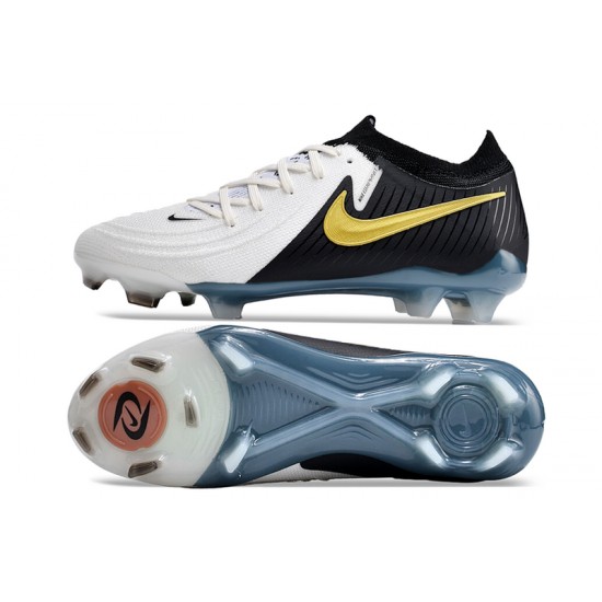 Nike Phantom Luna Elite FG Low Black White Gold Football Boots For Men/Women