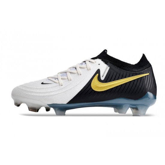 Nike Phantom Luna Elite FG Low Black White Gold Football Boots For Men/Women