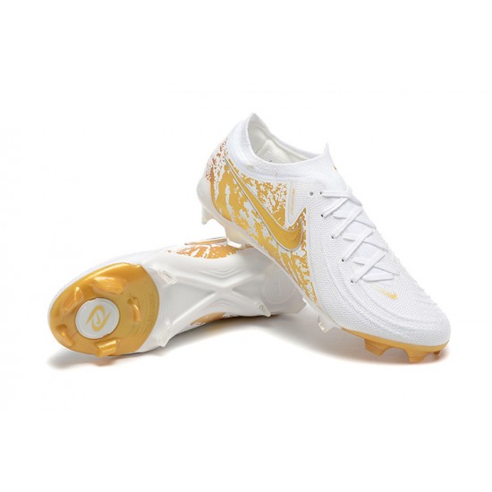 Nike Phantom Luna Elite FG Low Gold White Football Boots For Men 