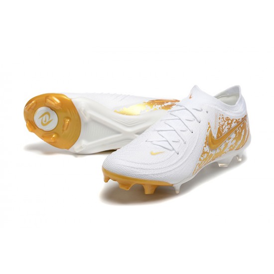 Nike Phantom Luna Elite FG Low Gold White Football Boots For Men 