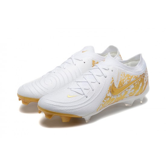 Nike Phantom Luna Elite FG Low Gold White Football Boots For Men 