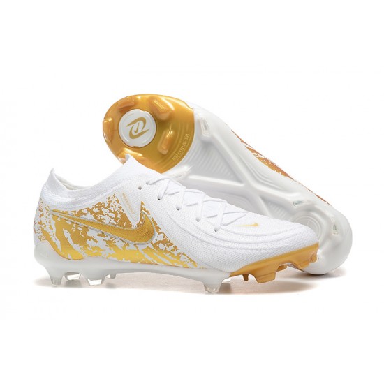 Nike Phantom Luna Elite FG Low Gold White Football Boots For Men 