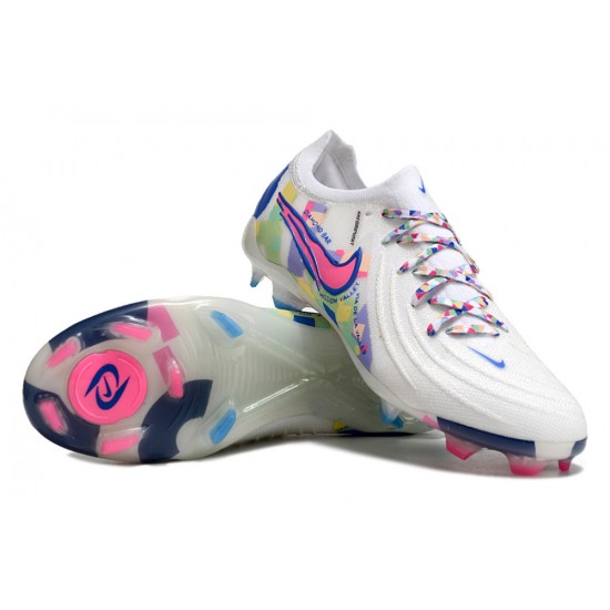 Nike Phantom Luna Elite FG Low Football Boots White Purple Blue For Men/Women