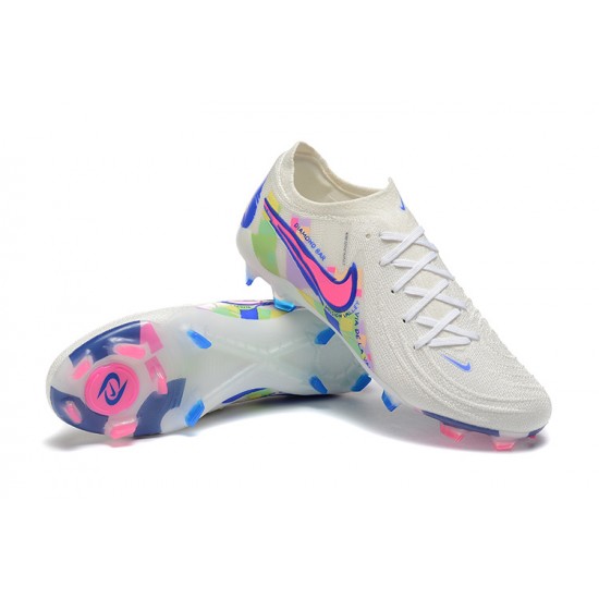 Nike Phantom Luna Elite FG Low White Blue Pink Football Boots For Men 