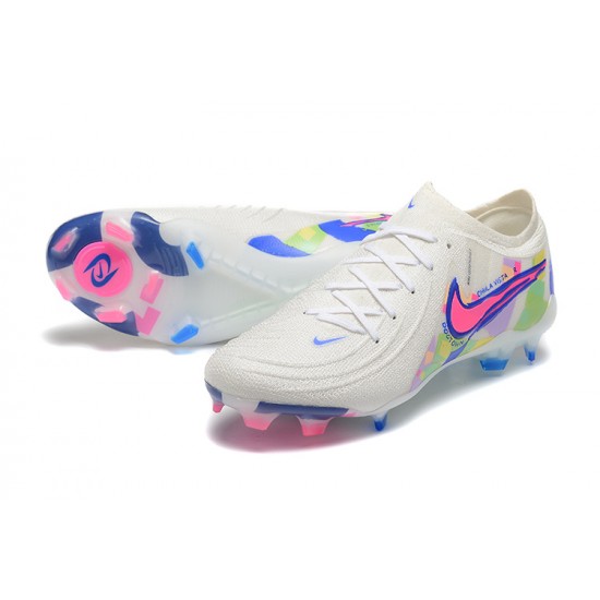 Nike Phantom Luna Elite FG Low White Blue Pink Football Boots For Men 