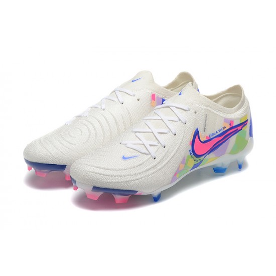 Nike Phantom Luna Elite FG Low White Blue Pink Football Boots For Men 