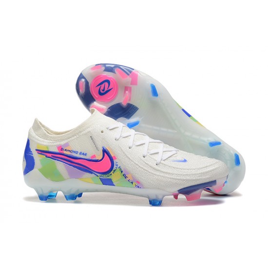 Nike Phantom Luna Elite FG Low White Blue Pink Football Boots For Men 