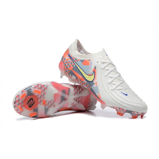 Nike Phantom Luna Elite FG Low White Orange Yellow Football Boots For Men 