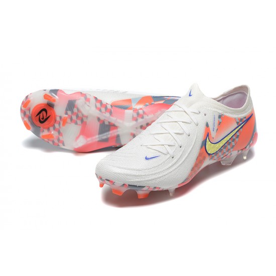 Nike Phantom Luna Elite FG Low White Orange Yellow Football Boots For Men 