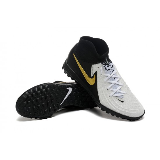 Nike Phantom Luna Elite TF High Top Black White Gold Football Boots For Men 