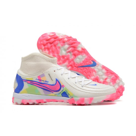 Nike Phantom Luna Elite TF High Top Pink White Blue Football Boots For Men