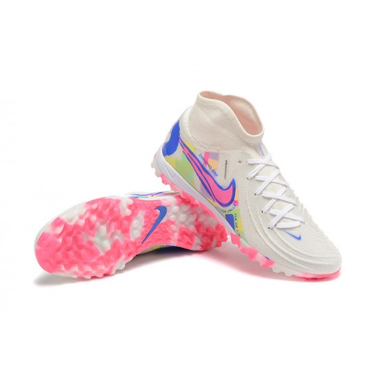 Nike Phantom Luna Elite TF High Top Pink White Blue Football Boots For Men