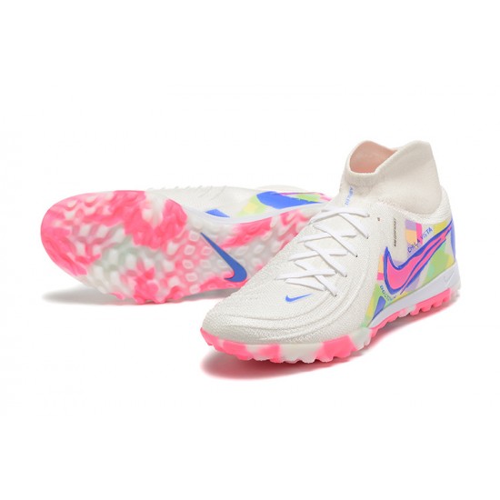 Nike Phantom Luna Elite TF High Top Pink White Blue Football Boots For Men 