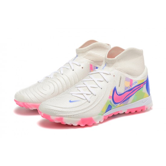 Nike Phantom Luna Elite TF High Top Pink White Blue Football Boots For Men 