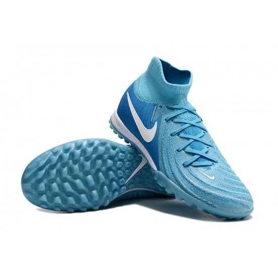 Nike Phantom Luna Elite TF High Top Football Boots Ltblue White For Men/Women