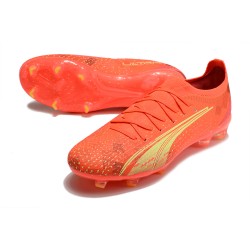 Puma Ultra Ultimate FG Low Red Gold Men Football Boots